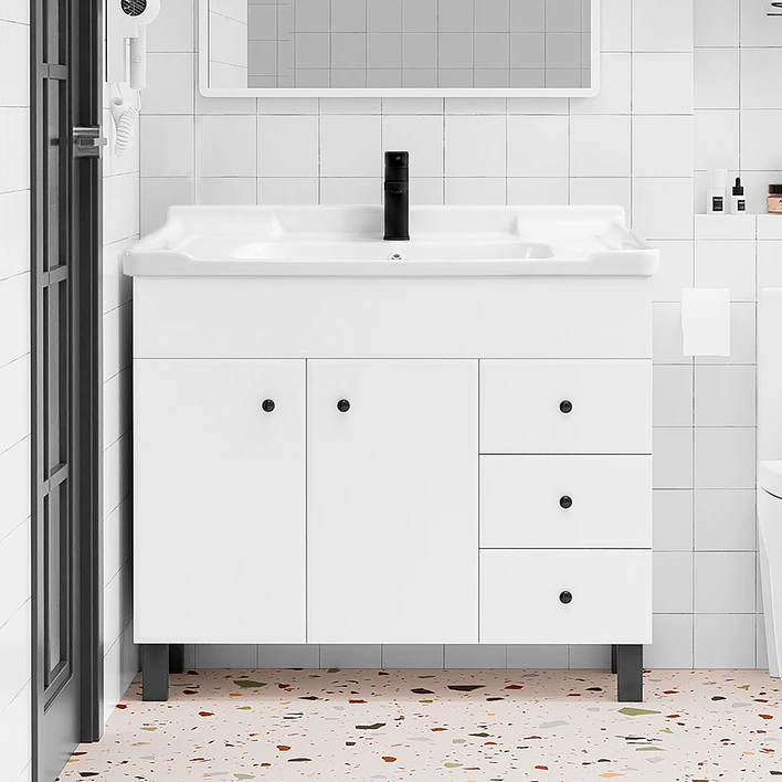 Mueble Vanitorio Joytek Blanco con Patas + Cubierta de Loza 100x47x80 cm 12