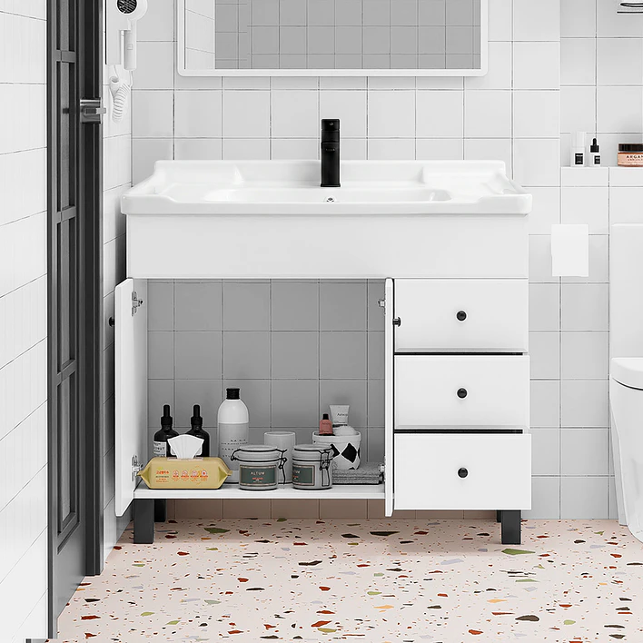Mueble Vanitorio Joytek Blanco con Patas + Cubierta de Loza 100x47x80 cm 13