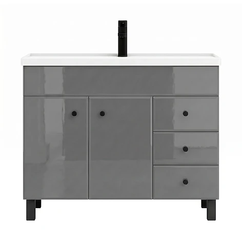 Mueble Vanitorio Joytek Gris con Patas + Cubierta de Loza 100x47x80 cm 1