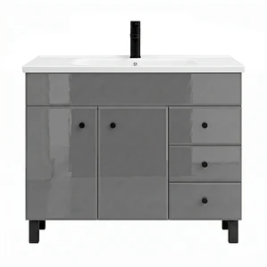 Mueble Vanitorio Joytek Gris con Patas + Cubierta de Loza Plana 100x47x80 cm