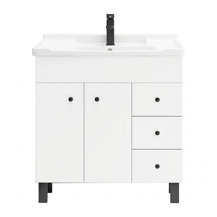 Mueble Vanitorio Joytek Blanco con Patas + Cubierta de Loza 80x47x80 cm 11