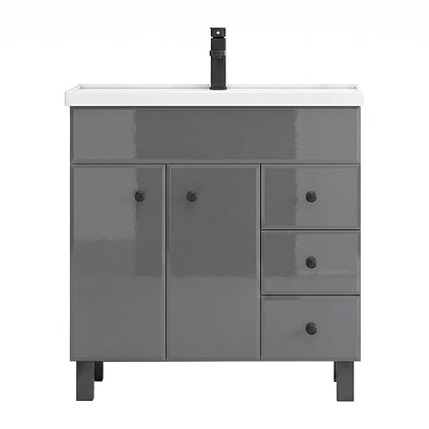 Mueble Vanitorio Joytek Gris con Patas + Cubierta de Loza 80x47x80 cm 6