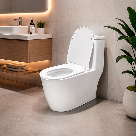 WC One Piece Design 2045 Joytek Descarga a Piso 30 cm Blanco  4