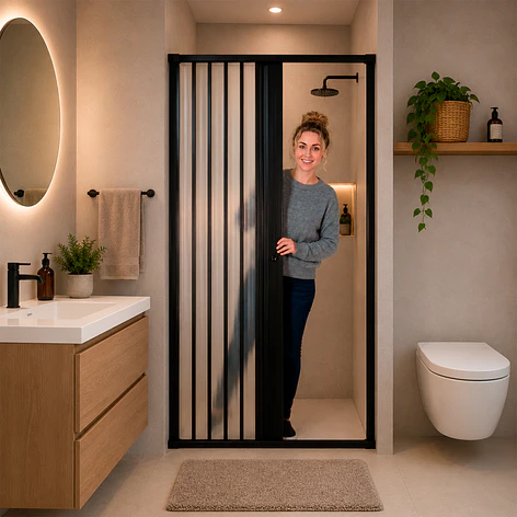 Mampara Ajustable de Ducha Joytek Flexbok en PVC Negro 100-115 cm *185 cm 1