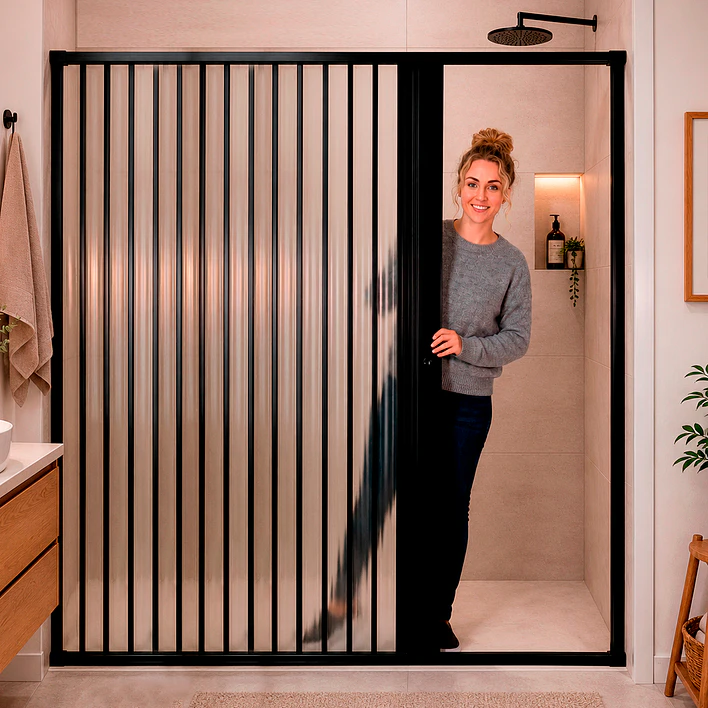 Mampara Ajustable de Ducha Joytek Flexbok en PVC Negro 160-185 cm *185 cm 2