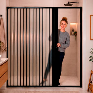 Mampara Ajustable de Ducha Joytek Flexbox en PVC Negro 145-160 cm *185 cm