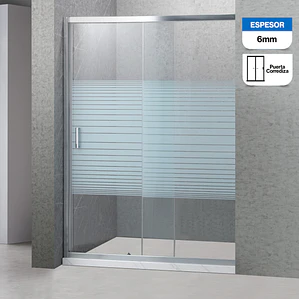 Mampara Ajustable de Ducha Strava 140-160 cm Líneas blancas (2 Vidrios)
