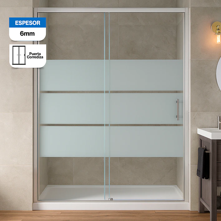 Mampara Ajustable de Ducha Style 140-160 cm Líneas blancas (2 Vidrios) 1