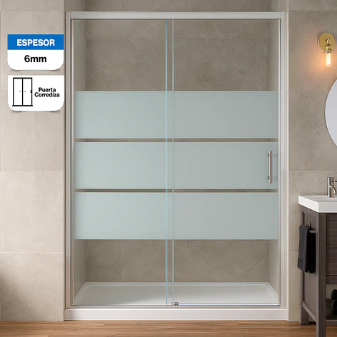 Mampara Ajustable de Ducha Style 120-140 cm Líneas blancas (2 Vidrios) 1