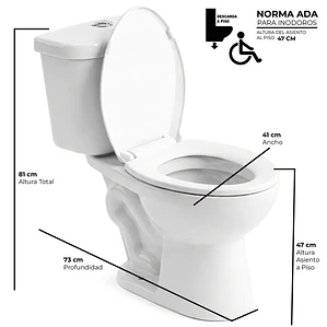 WC Two Piece Joytek para Discapacitados (Altura Ajustada) Descarga a Piso 30 cm