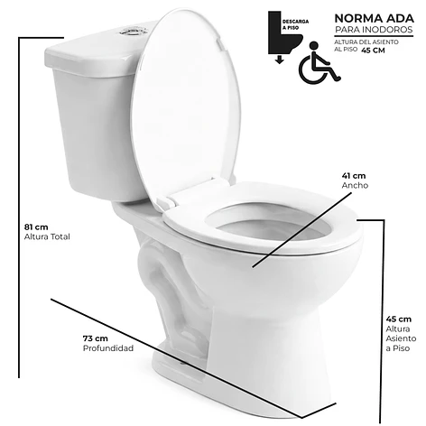 WC Two Piece Joytek para Discapacitados (Altura Ajustada) Descarga a Piso 30 cm 1
