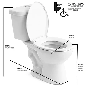 WC Two Piece Joytek para Discapacitados (Altura Ajustada) Descarga a Piso 30 cm