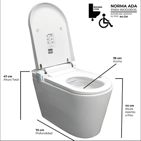 WC Inodoro Inteligente Joytek Apertura/Cierre Automático - Descarga a Piso 30 cm 6