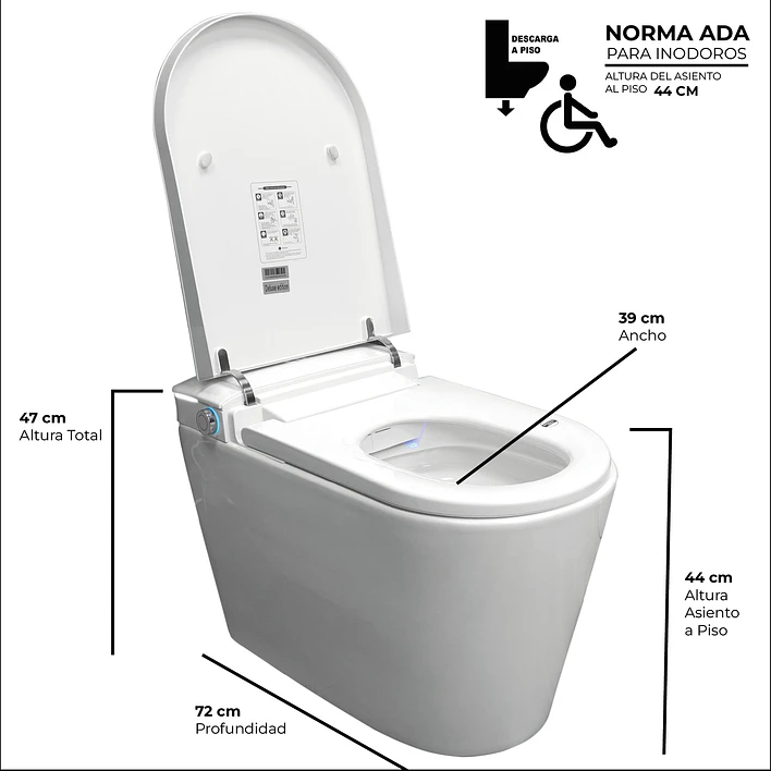 WC Inodoro Inteligente Joytek Apertura/Cierre Automático - Descarga a Piso 30 cm 6