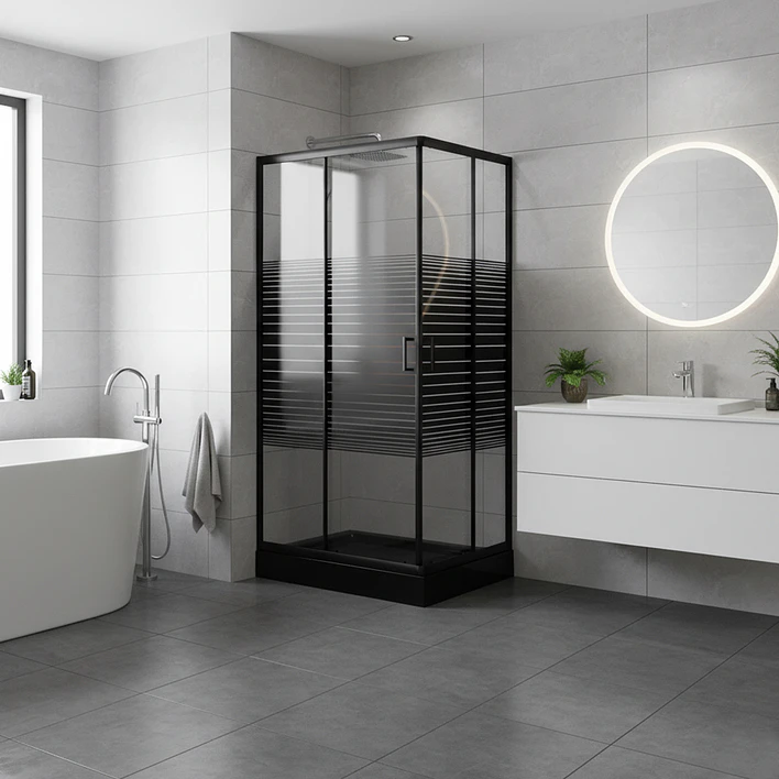 Shower Rectangular Strava Negro 110x70x198cm (Incluye Receptáculo) 6