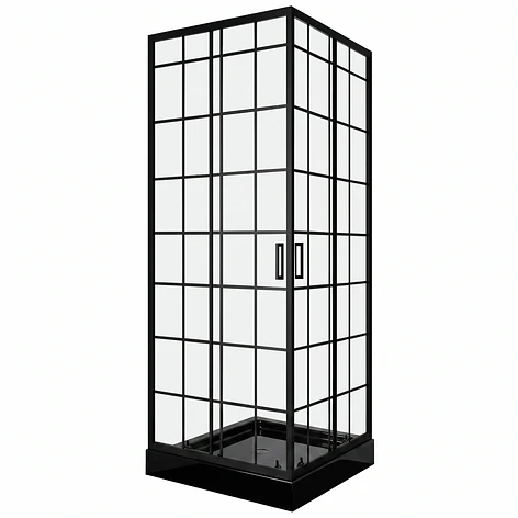 Shower Door Joytek Recto Cuadros Negros 70x70x198cm (Incluye Receptáculo) 1