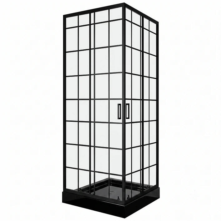 Shower Door Joytek Recto Cuadros Negros 70x70x198cm (Incluye Receptáculo) 1