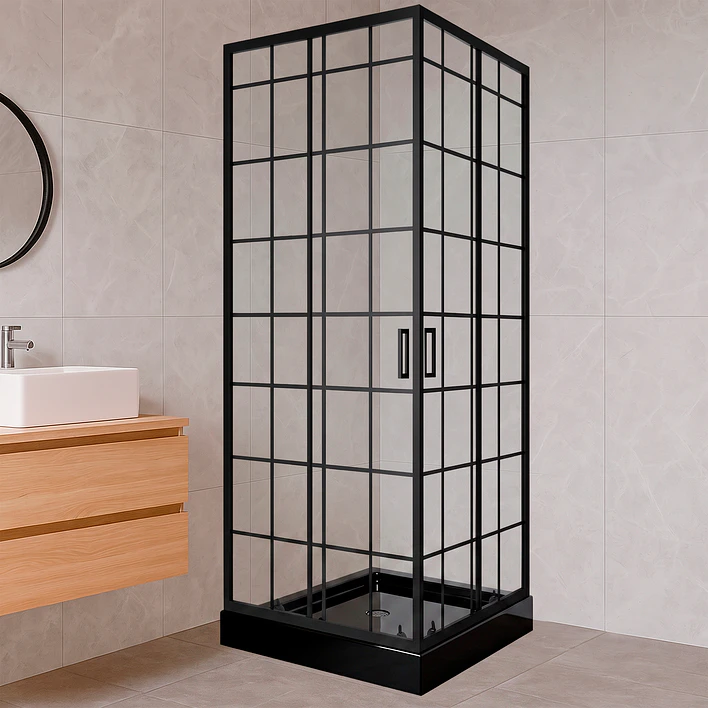 Shower Door Joytek Recto Cuadros Negros 70x70x198cm (Incluye Receptáculo) 3