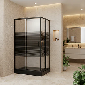 Shower Rectangular Strava Negro 120x70x198cm (Incluye Receptáculo)