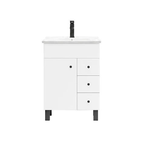 Mueble Vanitorio Joytek Blanco con Patas + Cubierta de Loza Plana 60x40x80 cm 1