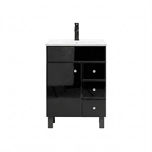 Mueble Vanitorio Joytek Negro con Patas + Cubierta de Loza Plana 60x40x80 cm
