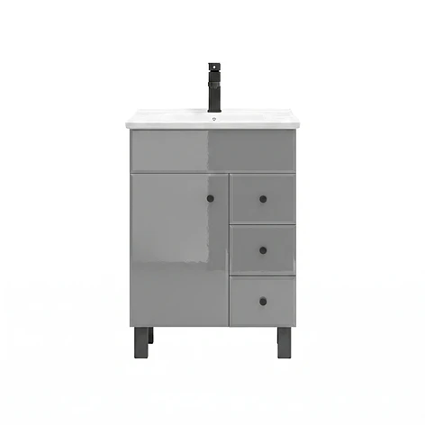 Mueble Vanitorio Joytek Gris con Patas + Cubierta de Loza Plana 60x40x80 cm 1