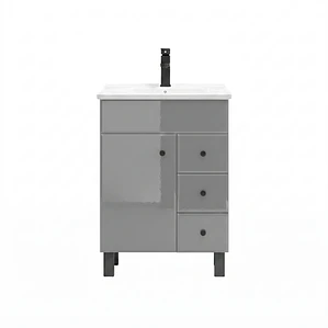 Mueble Vanitorio Joytek Gris con Patas + Cubierta de Loza Plana 60x40x80 cm