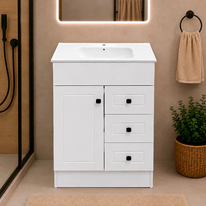 Mueble Vanitorio Joytek Blanco + Cubierta de Loza Plana 60x47x80 cm