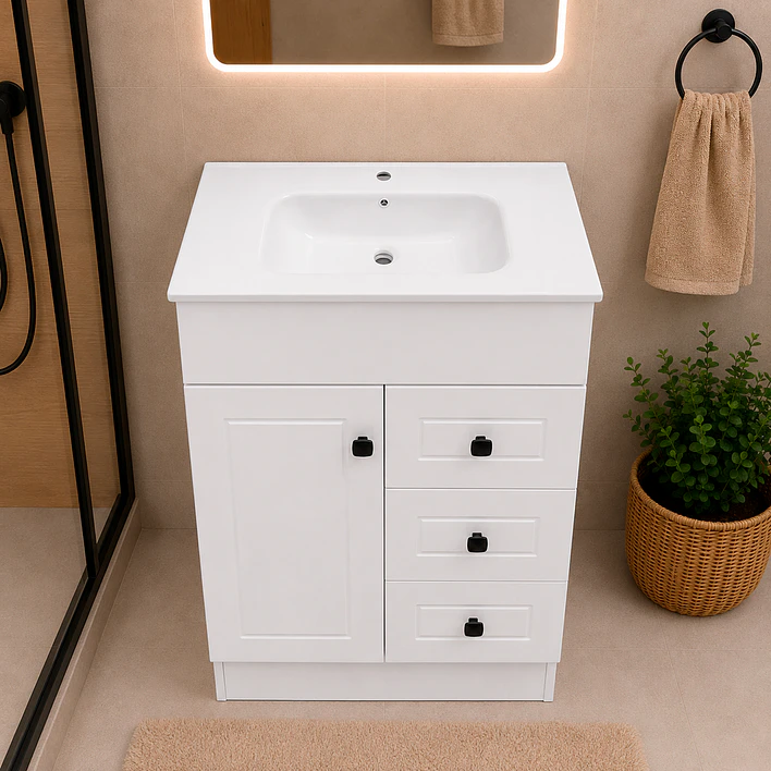 Mueble Vanitorio Joytek Blanco + Cubierta de Loza Plana 60x47x80 cm 4