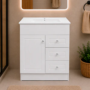Mueble Vanitorio Joytek Blanco + Cubierta de Loza Plana 70x47x80 cm