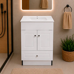 Mueble Vanitorio Joytek Blanco + Cubierta de Loza Plana 50x40x80 cm