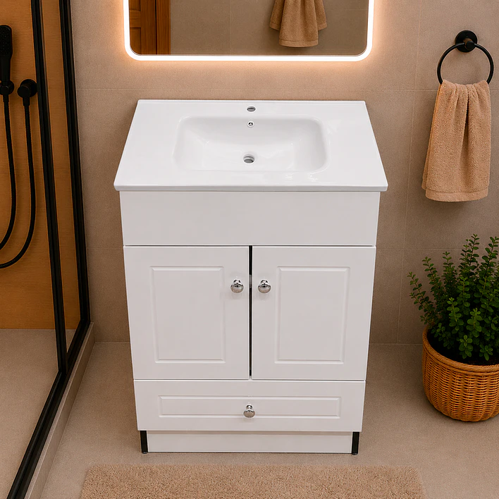 Mueble Vanitorio Joytek Blanco + Cubierta de Loza Plana 50x40x80 cm 4