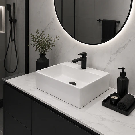 Lavamanos Rectangular Sobreponer Joytek Loza 3329 Blanco | 34x30x12 cm 7