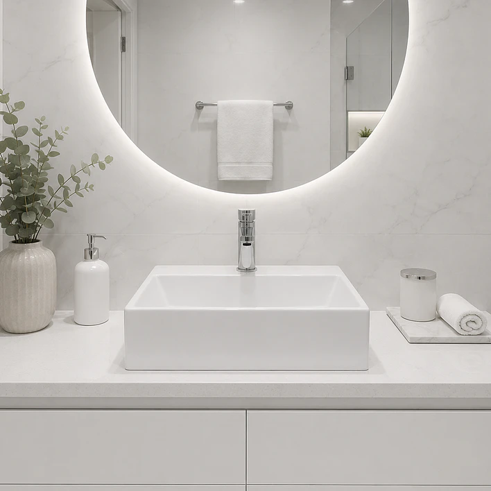 Lavamanos Rectangular Sobreponer Joytek Loza 3329 Blanco | 34x30x12 cm 2