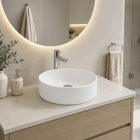 Lavamanos Redondo Sobreponer Joytek Loza 4040 Blanco | 40x12 cm 2