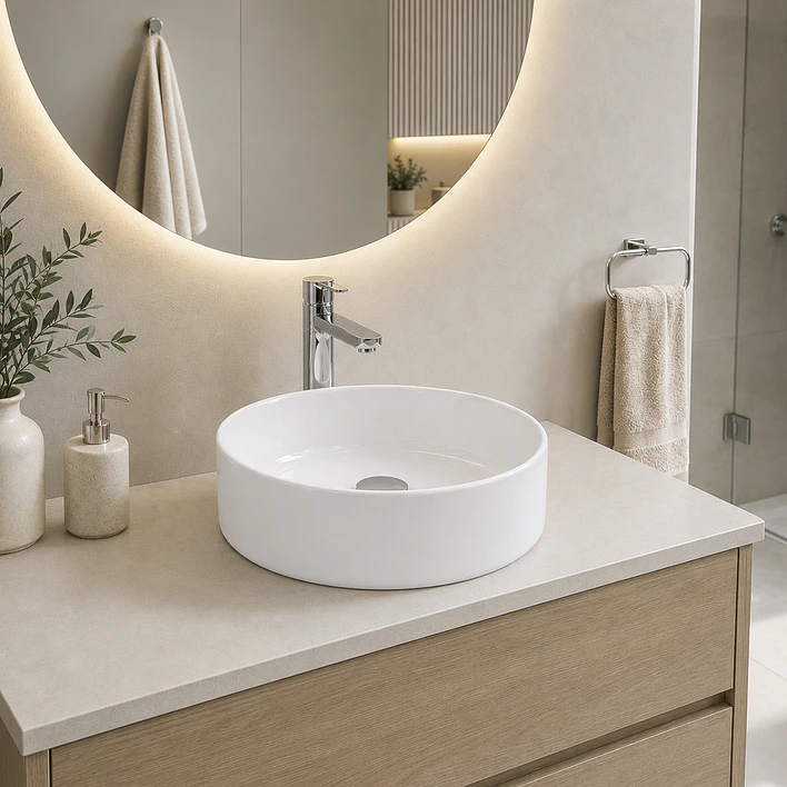 Lavamanos Redondo Sobreponer Joytek Loza 4040 Blanco | 40x12 cm 2