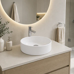 Lavamanos Redondo Sobreponer Joytek Loza 4040 Blanco | 40x12 cm