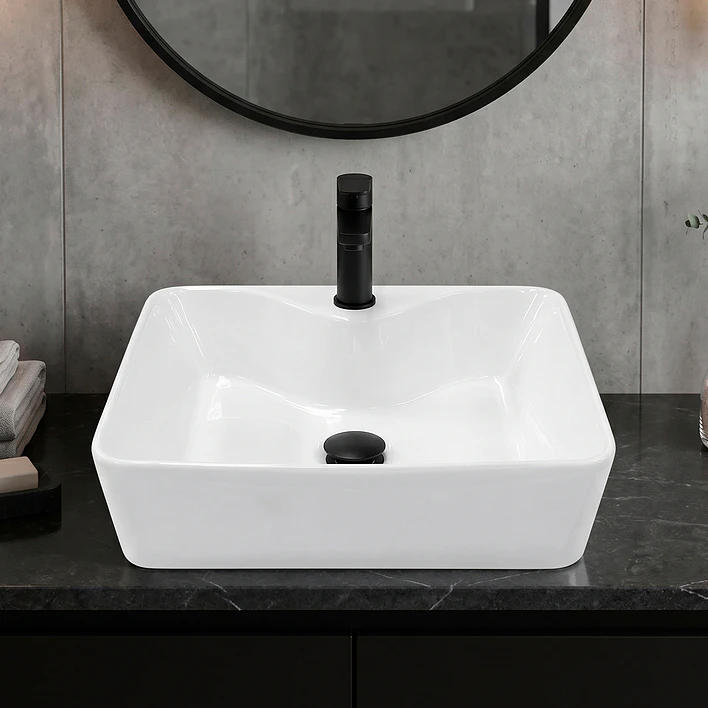 Lavamanos Rectangular Sobreponer Joytek Loza 4030 Blanco | 40x30x15 cm 5