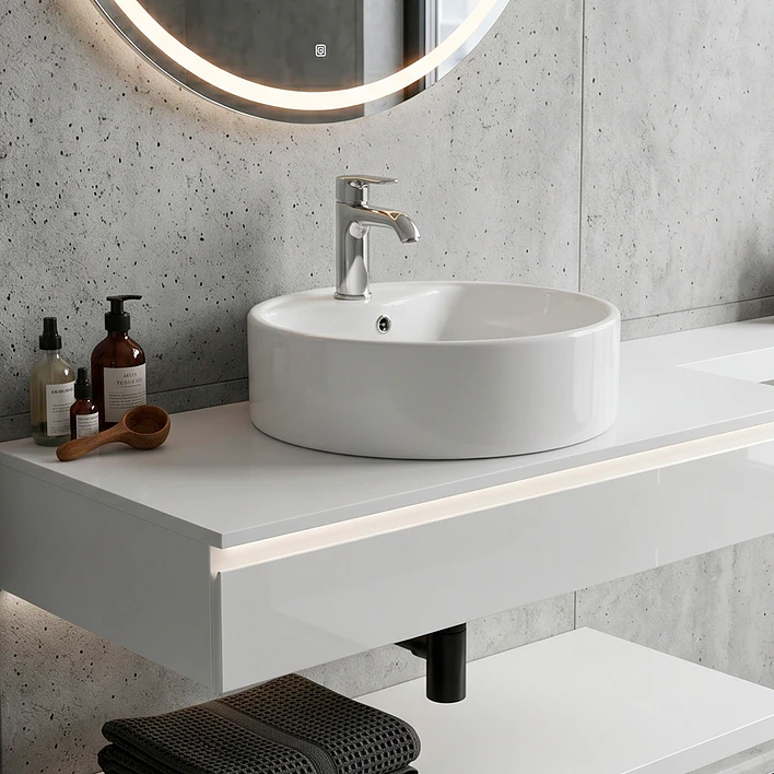 Lavamanos Redondo Sobreponer Joytek Loza 4141 Blanco | 41x15 cm 4