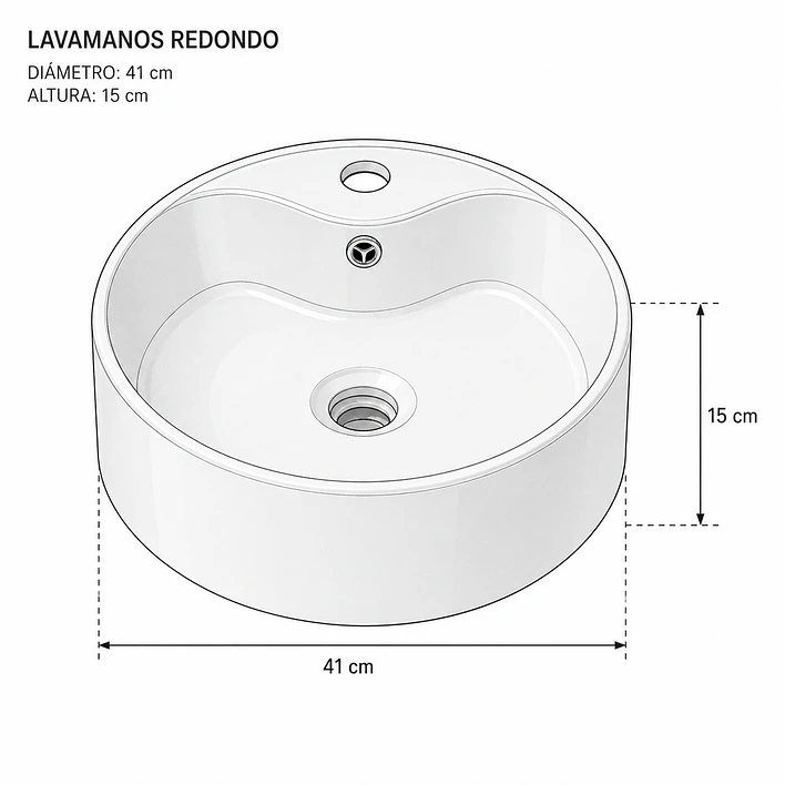 Lavamanos Redondo Sobreponer Joytek Loza 4141 Blanco | 41x15 cm 9