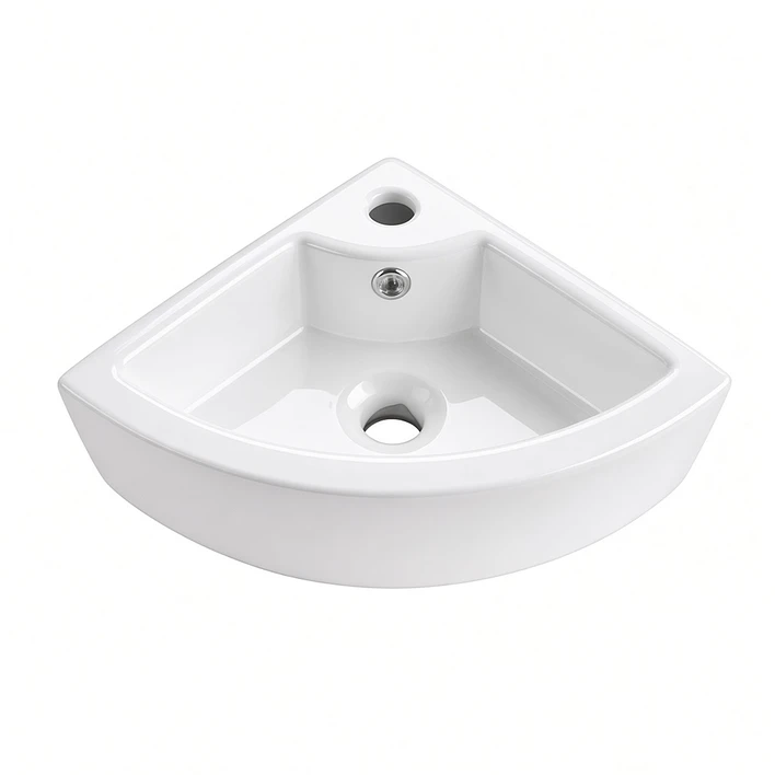 Lavamanos Esquinero Suspendido Joytek Loza 722 Blanco | 33x33x13 cm 1