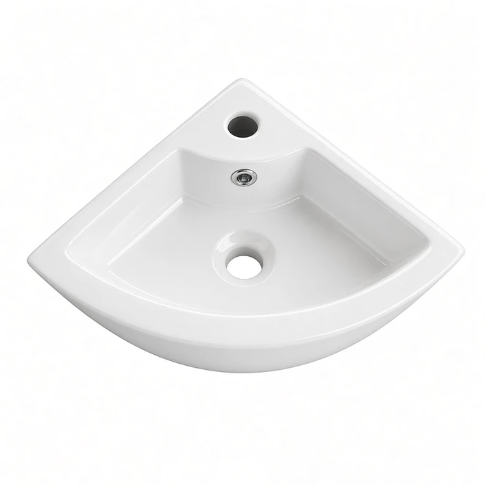 Lavamanos Esquinero Suspendido Joytek Loza 722 Blanco | 33x33x13 cm 6