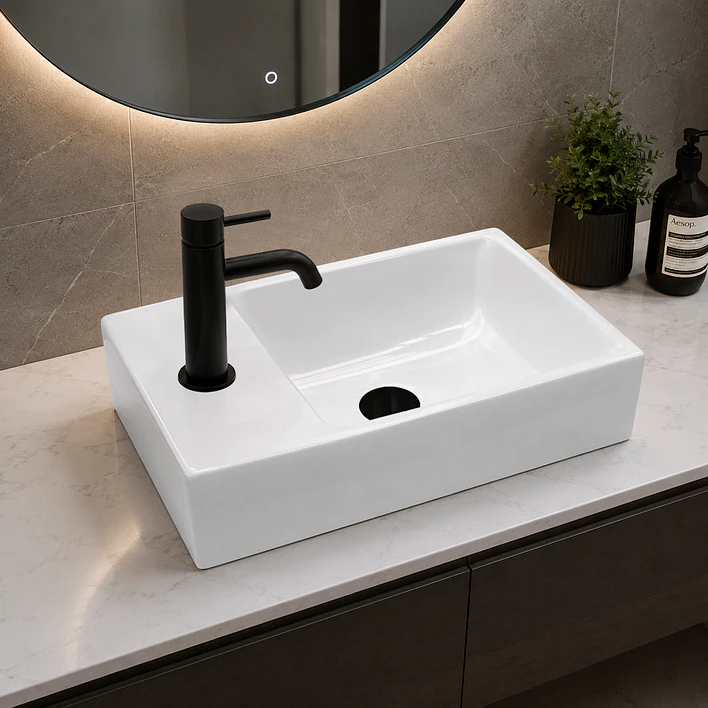 Lavamanos Rectangular Sobreponer Joytek Loza 011 Blanco | 45x25x12 cm 4