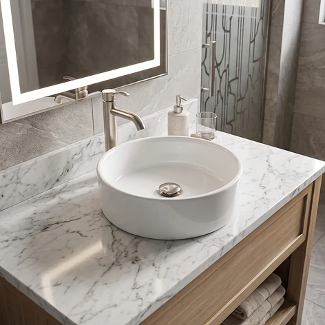 Lavamanos Redondo Sobreponer Joytek Loza 042AB Blanco Brillante | 36x12 cm 4