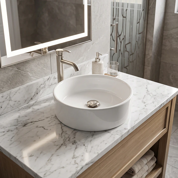 Lavamanos Redondo Sobreponer Joytek Loza 042AB Blanco Brillante | 36x12 cm 4
