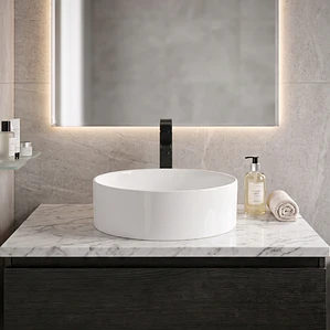 Lavamanos Redondo Sobreponer Joytek Loza 042AB Blanco Brillante | 36x12 cm