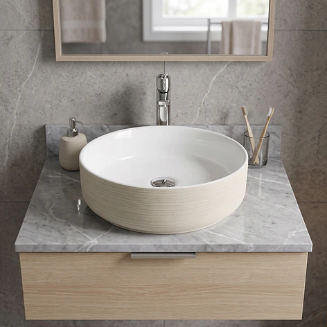 Lavamanos Redondo Sobreponer Joytek Loza 042ABH Brushed Art | 36x12 cm 2