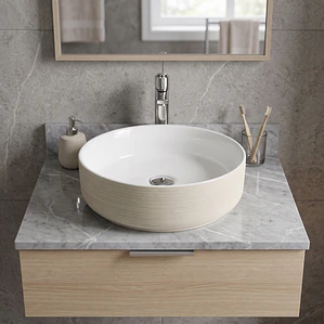 Lavamanos Redondo Sobreponer Joytek Loza 042ABH Brushed Art | 36x12 cm