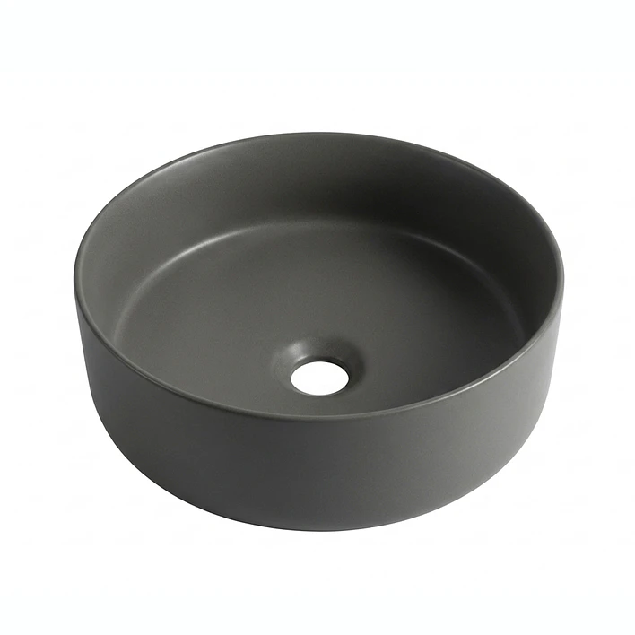 Lavamanos Redondo Sobreponer Joytek Loza 042AG Gris Mate | 36x12 cm 1