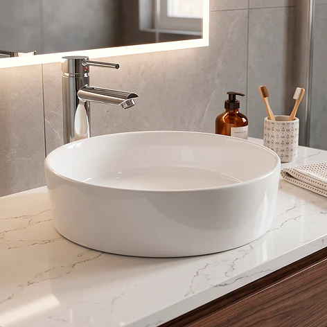 Lavamanos Redondo Sobreponer Joytek Loza 042DB Blanco Brillante | 40x12,5 cm 4